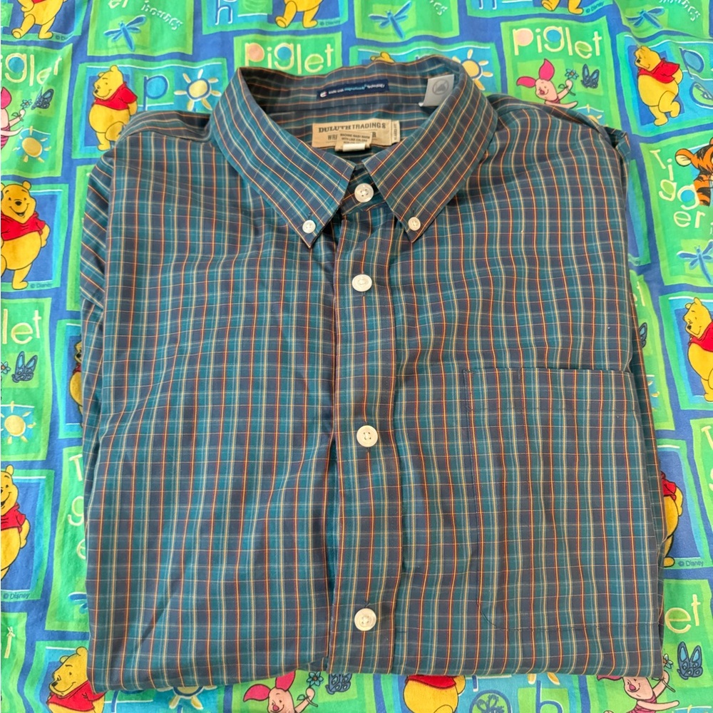 Duluth Trading Co Wrinkle Fighter Plaid Button Down Shirt